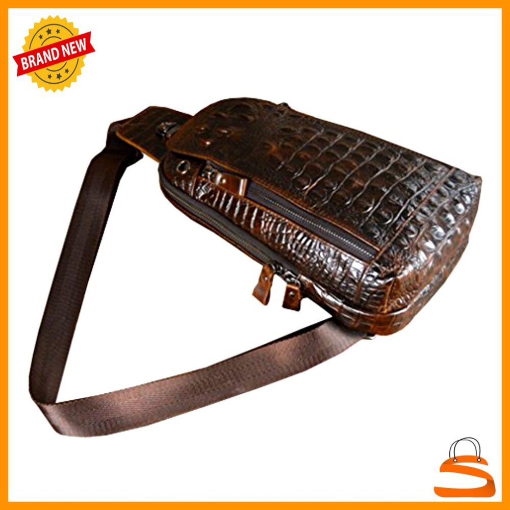 Genuine Leather Sling Backpack for Men Travel Outdoor Hunting Hiking Daypack - Picture 6 of 6